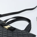 Salvatore Ferragamo Vala Hand Bag Leather 2way Black Gold Auth gh1879-8