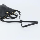 Salvatore Ferragamo Vala Hand Bag Leather 2way Black Gold Auth gh1879-9