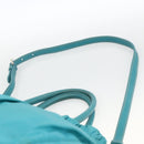 PRADA Hand Bag Nylon 2way Turquoise Blue Silver Auth gh1880A-10