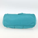 PRADA Hand Bag Nylon 2way Turquoise Blue Silver Auth gh1880A-11
