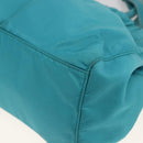 PRADA Hand Bag Nylon 2way Turquoise Blue Silver Auth gh1880A-14