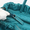 PRADA Hand Bag Nylon 2way Turquoise Blue Silver Auth gh1880A-17