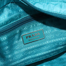 PRADA Hand Bag Nylon 2way Turquoise Blue Silver Auth gh1880A-18