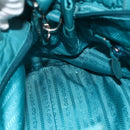PRADA Hand Bag Nylon 2way Turquoise Blue Silver Auth gh1880A-21