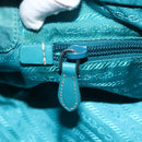 PRADA Hand Bag Nylon 2way Turquoise Blue Silver Auth gh1880A-22