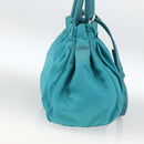 PRADA Hand Bag Nylon 2way Turquoise Blue Silver Auth gh1880A-4