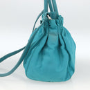 PRADA Hand Bag Nylon 2way Turquoise Blue Silver Auth gh1880A-5