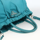 PRADA Hand Bag Nylon 2way Turquoise Blue Silver Auth gh1880A-7