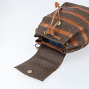 CELINE Macadam Canvas Backpack PVC Leather Brown Gold Auth gh1897-10