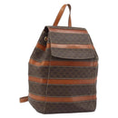 CELINE Macadam Canvas Backpack PVC Leather Brown Gold Auth gh1897-1