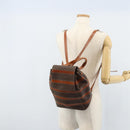 CELINE Macadam Canvas Backpack PVC Leather Brown Gold Auth gh1897-25