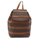 CELINE Macadam Canvas Backpack PVC Leather Brown Gold Auth gh1897-13