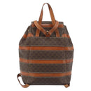 CELINE Macadam Canvas Backpack PVC Leather Brown Gold Auth gh1897-2