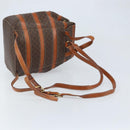 CELINE Macadam Canvas Backpack PVC Leather Brown Gold Auth gh1897-8