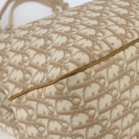 Christian Dior Trotter Canvas Chain Romantic Bag PVC Beige Silver Auth gh1907