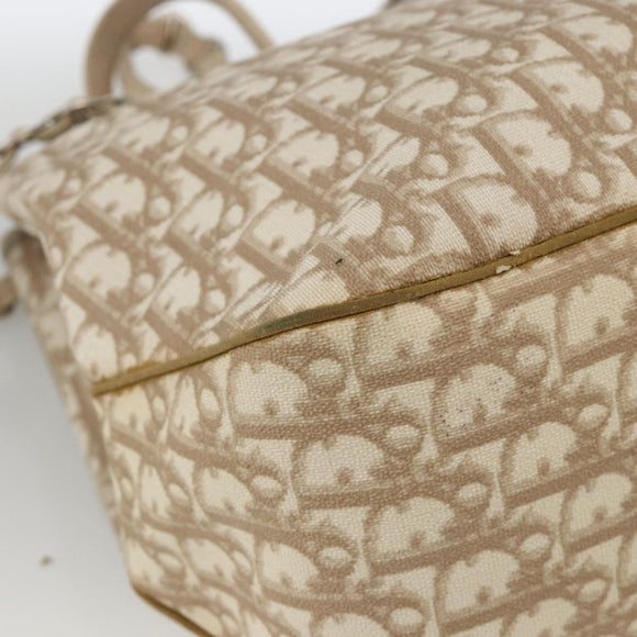 Christian Dior Trotter Canvas Chain Romantic Bag PVC Beige Silver Auth gh1907