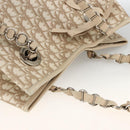 Christian Dior Trotter Canvas Chain Romantic Bag PVC Beige Silver Auth gh1907-6