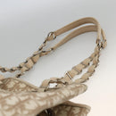 Christian Dior Trotter Canvas Chain Romantic Bag PVC Beige Silver Auth gh1907-8