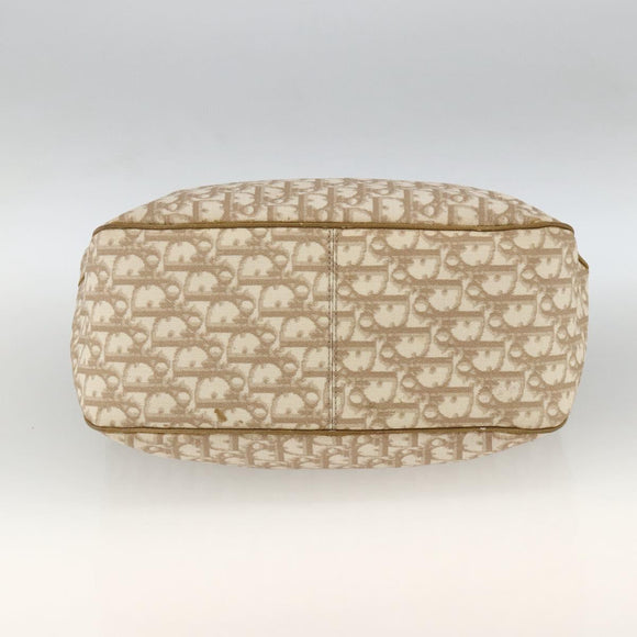 Christian Dior Trotter Canvas Chain Romantic Bag PVC Beige Silver Auth gh1907