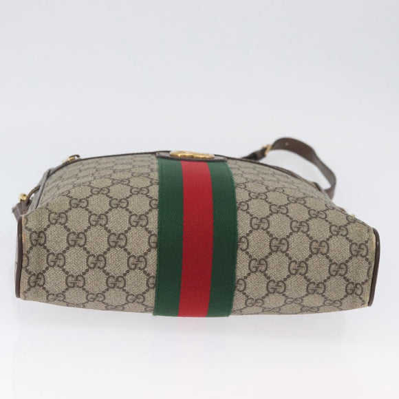 GUCCI GG Supreme Offdia WebSherry Line Bag PVC Beige Goud 547934 Auth gh1908