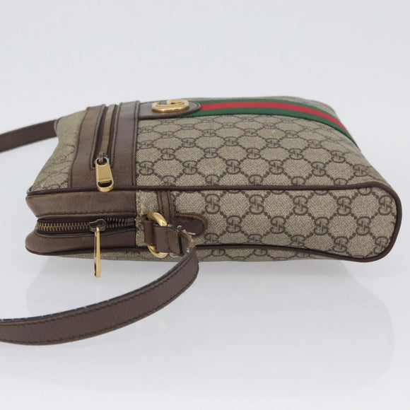 GUCCI GG Supreme Offdia WebSherry Line Bag PVC Beige Goud 547934 Auth gh1908