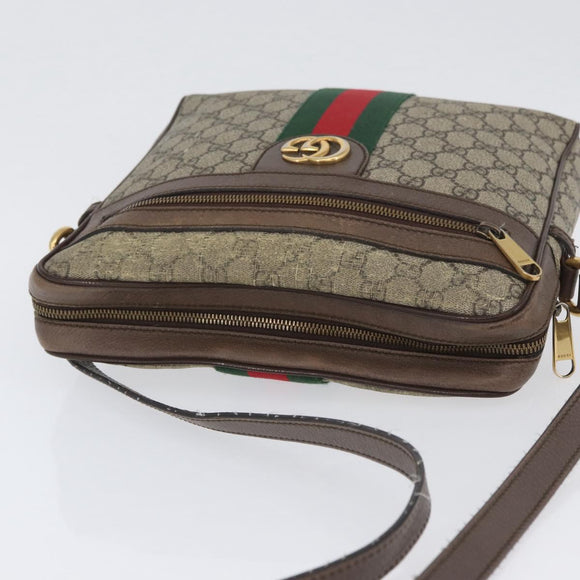 GUCCI GG Supreme Offdia WebSherry Line Bag PVC Beige Goud 547934 Auth gh1908