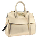 Salvatore Ferragamo Gancini Handtasche Leder 2-Wege Gold Auth gh1909A-1