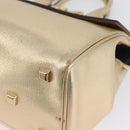 Salvatore Ferragamo Gancini Handtasche Leder 2-Wege Gold Auth gh1909A-14