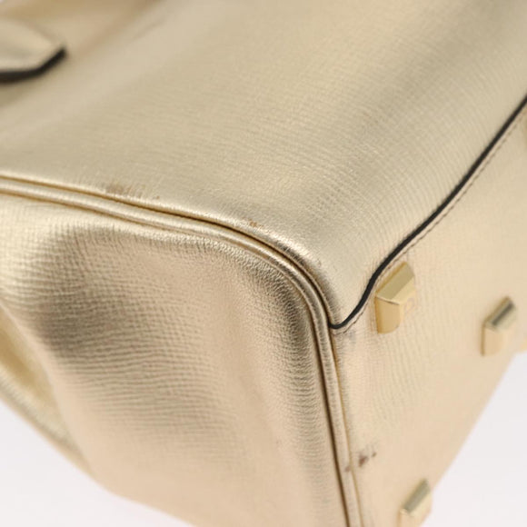 Salvatore Ferragamo Gancini Handtasche Leder 2-Wege Gold Auth gh1909A