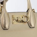 Salvatore Ferragamo Gancini Handtasche Leder 2-Wege Gold Auth gh1909A-17