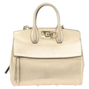 Salvatore Ferragamo Gancini Handtasche Leder 2-Wege Gold Auth gh1909A-2