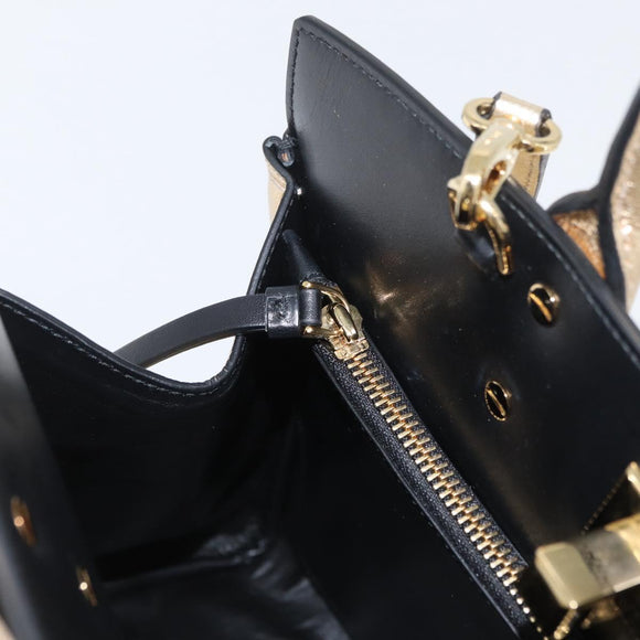 Salvatore Ferragamo Gancini Handtasche Leder 2-Wege Gold Auth gh1909A
