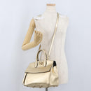 Salvatore Ferragamo Gancini Handtasche Leder 2-Wege Gold Auth gh1909A-25