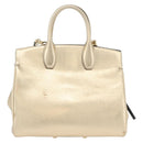 Salvatore Ferragamo Gancini Handtasche Leder 2-Wege Gold Auth gh1909A-3