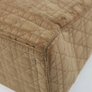 Christian Dior Lady Dior Canage Hand Bag Nylon Beige Gold Auth gh1911-9