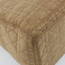 Christian Dior Lady Dior Canage Hand Bag Nylon Beige Gold Auth gh1911-14