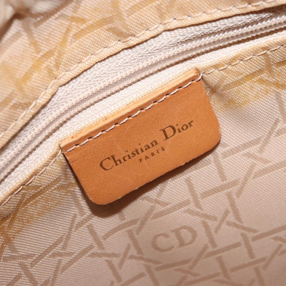 Christian Dior Lady Dior Canage Hand Bag Nylon Beige Gold Auth gh1911