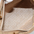 Christian Dior Lady Dior Canage Hand Bag Nylon Beige Gold Auth gh1911-11