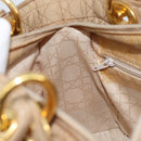 Christian Dior Lady Dior Canage Hand Bag Nylon Beige Gold Auth gh1911-20