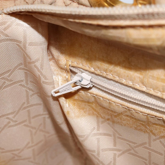Christian Dior Lady Dior Canage Hand Bag Nylon Beige Gold Auth gh1911