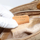 Christian Dior Lady Dior Canage Hand Bag Nylon Beige Gold Auth gh1911-12