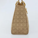 Christian Dior Lady Dior Canage Hand Bag Nylon Beige Gold Auth gh1911-3