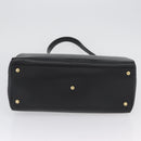 FENDI 2JOURS Hand Bag Leather 2way Black Gold Auth gh1916-5