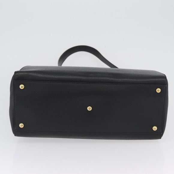 FENDI 2JOURS Hand Bag Leather 2way Black Gold Auth gh1916