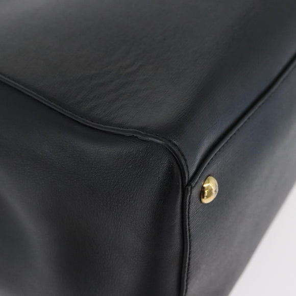 FENDI 2JOURS Hand Bag Leather 2way Black Gold Auth gh1916