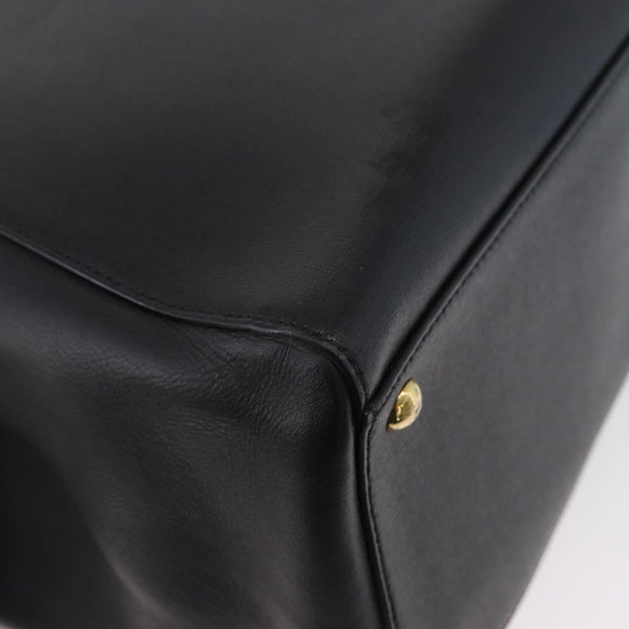 FENDI 2JOURS Hand Bag Leather 2way Black Gold Auth gh1916