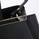 FENDI 2JOURS Hand Bag Leather 2way Black Gold Auth gh1916-20