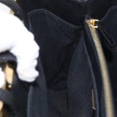 FENDI 2JOURS Hand Bag Leather 2way Black Gold Auth gh1916-22