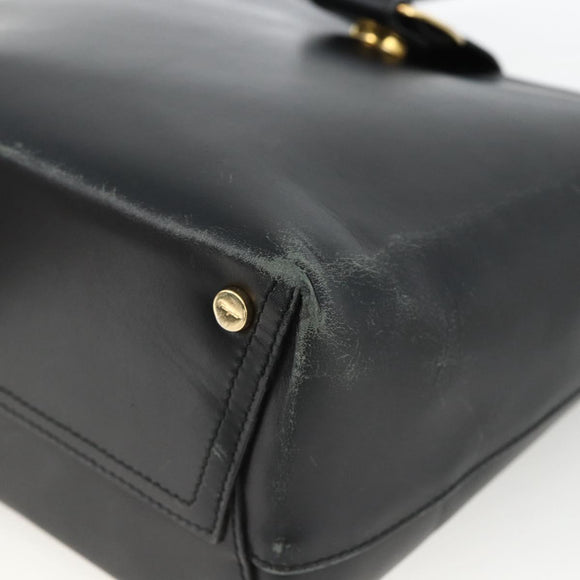 Salvatore Ferragamo Vala Shoulder Bag Leather Black Gold Auth gh1917