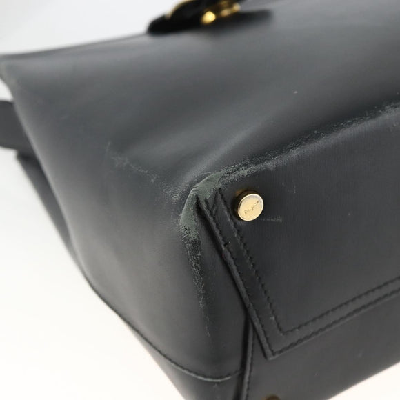 Salvatore Ferragamo Vala Shoulder Bag Leather Black Gold Auth gh1917